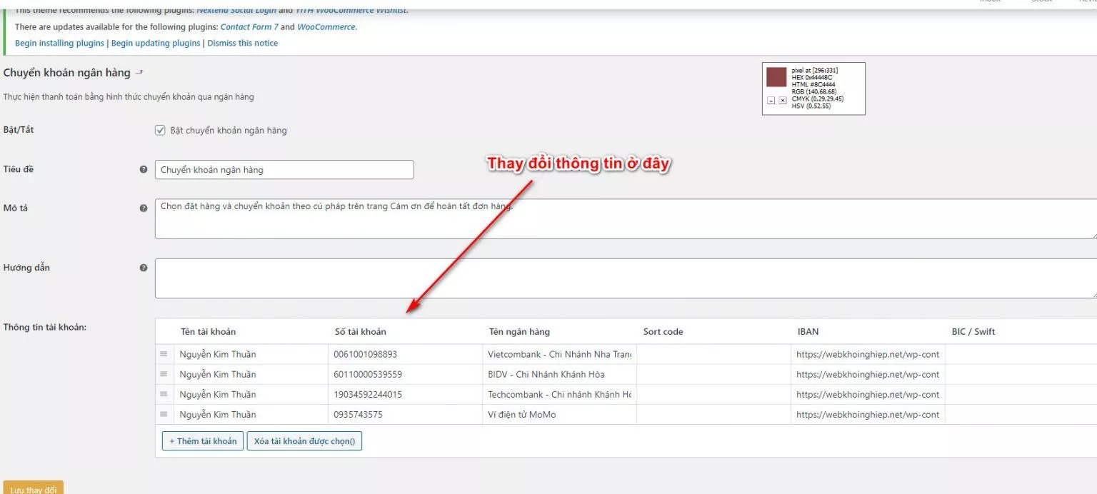 3 3 doi thong tin thanh toan trong woocommerce huong dan lam web wordpress