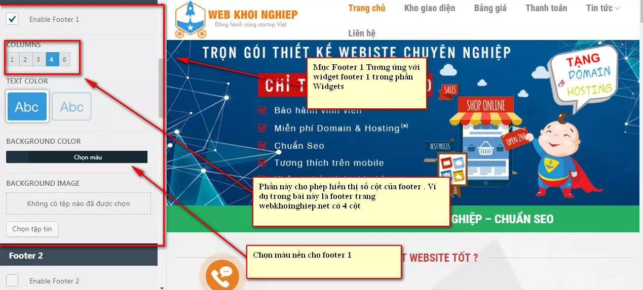 4 cach de thay doi noi dung footer trang web wordpress huong dan su dung web elamweb