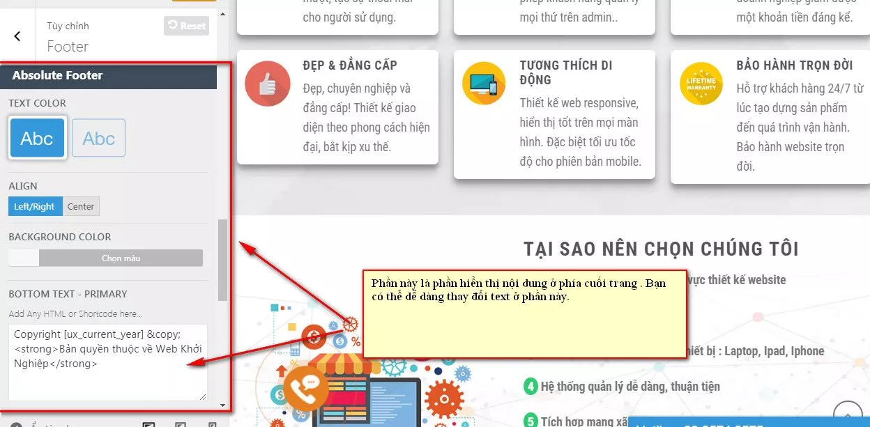 5 cach de thay doi noi dung footer trang web wordpress huong dan su dung web elamweb