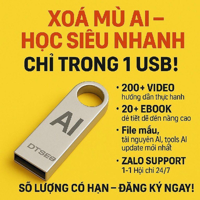 Khoá học AI Giá rẻ 51 Đăng ký khóa học ai trọn bộ giá rẻ giúp bạn làm chủ mọi công cụ từ viết bài, tạo ảnh đến dựng phim. Giáo trình ngắn gọn, trình bày trực quan và vô cùng dễ nhớ.