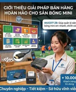 Giải pháp máy tính tiền cho quán nhỏ hẹp tối ưu không gian. Bộ thiết bị gồm hộp POS Android và máy in bill tinh gọn, đặt vừa vặn mọi quầy thu ngân.