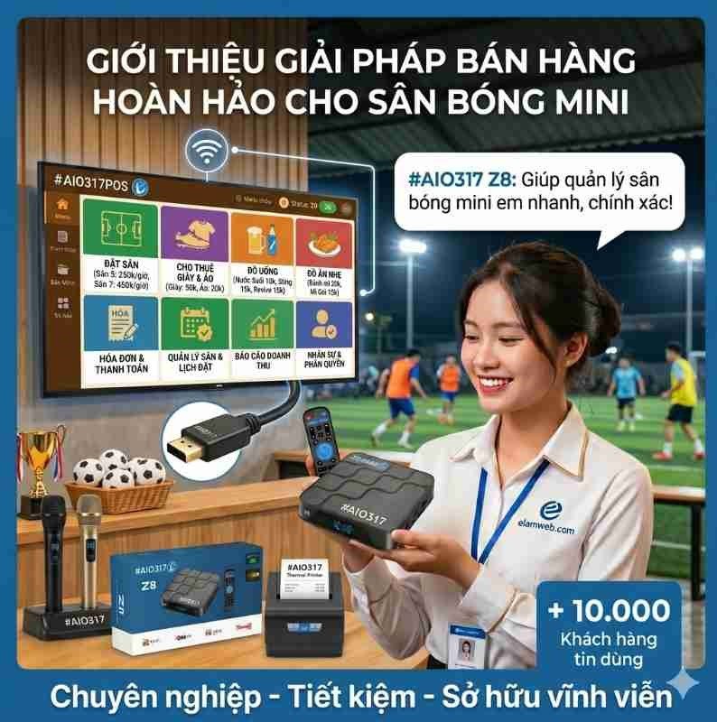 Giải pháp máy tính tiền cho quán nhỏ hẹp tối ưu không gian. Bộ thiết bị gồm hộp POS Android và máy in bill tinh gọn, đặt vừa vặn mọi quầy thu ngân.